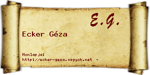 Ecker Géza névjegykártya